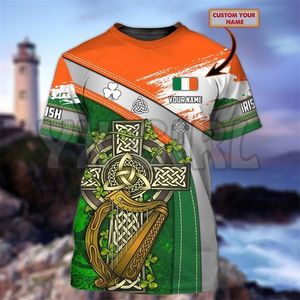 Summer Fashion Men T Shirt Personalizado Irlanda Irlanda Cross 3d en todas las camisetas impresas Camisetas Tops Camiseta Unisex 220712