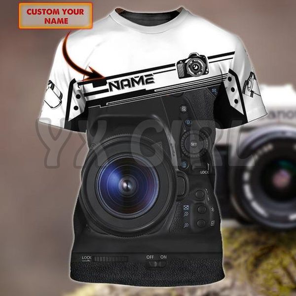 Mode d'été hommes t-shirt nom personnalisé caméra 3D partout imprimé t-shirts hauts chemises unisexe t-shirt 220712
