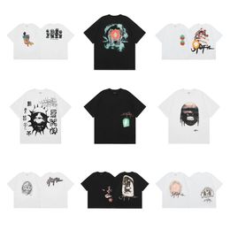 Moda de verano para hombre, camiseta de manga corta de algodón blanco, camisetas con estampado gráfico de diseñador para hombre, talla negra XL EE. UU.