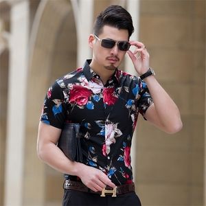 Mode d'été Hommes Chemise Slim Fit À Manches Courtes Floral Chemise Hommes Vêtements Tendance Hommes Casual Fleur Chemises Taille M7XL Vente