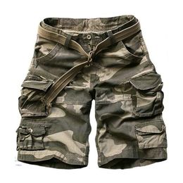 Summer Fashion Military Cargo Shorts Men Hoge kwaliteit Katoen Casual Mens Multi Pocket Free Belt 220715