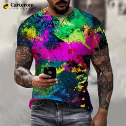 Music de mode d'été Art coloré Coloful Neon Graffiti 3D T-shirt Mens Hip Hop Leisure Street Vêtements T-shirt Cool Top 240510