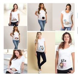 Zomer Mode Zwangere Vrouw Kleding Moederschap Baby Gluren Sweatshirt Grappige Zip Print O-hals Hot Koop Zwangerschap Tops Outfits