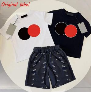 Vêtements d'été imprimés pour enfants, T-shirt à col rond + short, ensemble 2 pièces en coton, costume pour garçons et filles de 2 à 14 ans