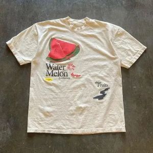 T-shirt rétro rétro d'été Tshirt à imprimé fruit 100 coton hommes à manches courtes tshirt décontracté femme rond