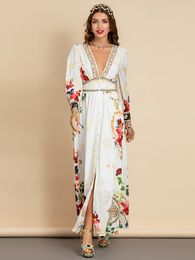 Robe longue élégante pour femmes, col en V profond, imprimé Boho, fête de vacances, mode d'été, 5202954 S43H