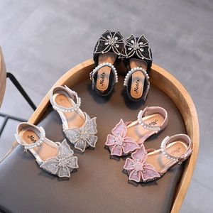 Sequins de mode d'été Rigiane Bow Girls Princesse Baby Girl Chaussures Flat Heel Sandales Taille 21-35