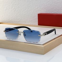 Zomer mode zonnebril man vrouw ontwerper rode zonnebrillen frameloze CT0529S beschermen ogen licht blauw brillen goud zilveren embossing mans frames lunette de soleil