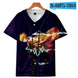 Summer Fashion Tshirt Baseball Jersey Anime 3D Imprimé Respirant T-shirt Hip Hop Vêtements 085