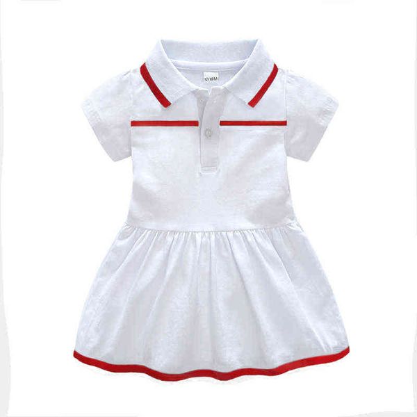 Moda de verano, ropa blanca para bebés recién nacidos, ropa de algodón con solapa fruncida hasta la rodilla, vestidos infantiles para niñas, vestido de Navidad para niños pequeños AA220323