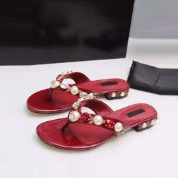 Summer Fashion Women Sandals Designer Pearl Beach Flat Shoes Simple en Comfortabele Japanse en Koreaanse stijl Sweet Slippers