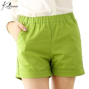 Été à la mode motard court couleur bonbon décontracté plage noir Shorts femmes grande taille coton ample néon femme 210724