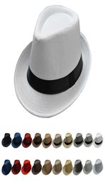 Zomer Fedora -hoed voor mannen modieuze elegante vintage zwarte vrouwen witte rode rand Panama Top Jazz Beach Unisex Classic Cap2138334