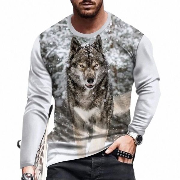 Verano Fi Fun The Wolf Picture Camisetas para hombres Casual 3D Print Tees Hip Hop Persality Cuello redondo Tops de manga corta M3Yb #