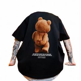 Summer Fi Heavyweight Retro Bear Bear 100% Cott imprimé col rond de haute qualité Casual Fitn Street T-shirt l6Lr #