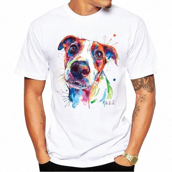 Camiseta con estampado de Jack Russel Terrier de manga corta para hombre de verano Fi, divertida camiseta para cachorro, perro fresco, camisetas blancas informales, camiseta Hipster para hombre L55x #