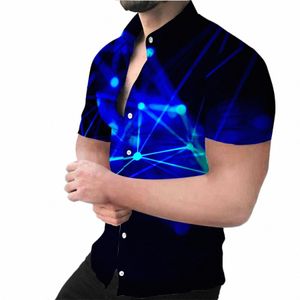 Summer Fi Chemises sociales pour hommes Col rabattu Chemise boutonnée Casual Starry Sky Print Tops à manches courtes Vêtements pour hommes S-4XL B5Cp #