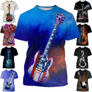 Zomer Fi Muziekinstrumenten Basgitaar 3D Afdrukken T-shirt Persalized Hiphop Mannen en vrouwen Casual Harajuku Top Tees 33iq #
