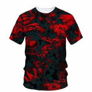 Zomer Fi Nieuwe Rode en Zwarte graffiti grafische t-shirts Voor Mannen Trend Casual Persality Hip Hop Gedrukt Korte Mouw tee Top 3736 #