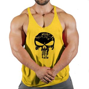 Tabbure de fitness d'été hommes Bodybuilding Skull Animal Gym Vêtements Shirt Slim Fit Vestes Cotton Singlets Muscle 240516