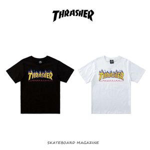 Summer Flame Classic Thrasher Loose Short à manches Unisexe Top Top Pullover Round Neck T-shirt