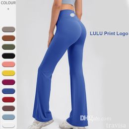 Pantalon évasé d'été pour femmes Yoga Fitness Using Push Up Workout Leggings Collons Femmes Logo imprimé Nylan Spandex Tissu de haute qualité Pantal
