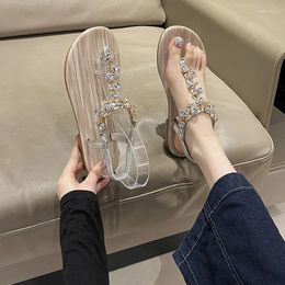 Zomer flats sandalen vrouwen kristal clip teen slippers trend dames schoenen strand causale glijbanen mujer zapatos