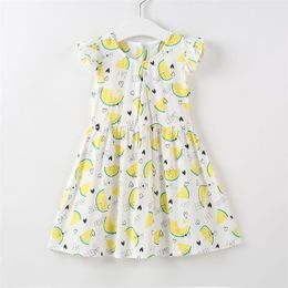 Zomer vliegende mouwen fruit print jurk voor baby en peuter meisje een stukken schattig 210528