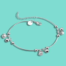 Zomer voetketen 925 Sterling Silver Snake Bell Anklet voor vrouwelijke armband Sandals Cool Sexy enkelbanden sieraden 240408