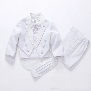 Vêtements d'été formels pour enfants pour garçons costume de mariage fête baptême robe de Noël pour 1-4T costumes de corps de bébé portent 5 pièces 240131