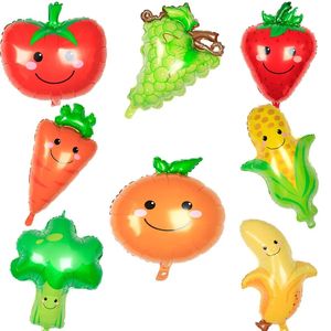 Ballons en Film d'aluminium en forme de fruits et légumes d'été, fête d'anniversaire de mariage, ballon de dessin animé pour enfants, fournitures de fête en forme de banane carotte pomme fraise