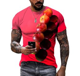 Zomer fruit heren t-shirt 3D HD printen nieuw aardbeientij merk snel drogende polyester polyester top o-neck losse oversized kleding