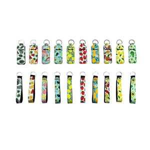 Fruits d'été imprimés Chapstick Lip Gross Holder Porte-clés Bracelet de mode Porte-clés en néoprène Porte-clés Bracelet Fob Drop Livraison Dhsgt