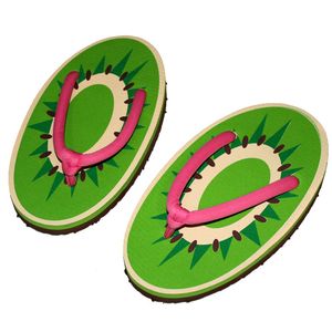 Pantoufles de fruits d'été, pantoufles de dessin animé mignonnes pour la maison, série de bonbons, serrage à fond plat, kiwis