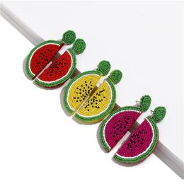 Boucles d'oreilles fruits d'été pour femmes, citron, ananas, pastèque, perles, goutte d'eau, bijoux de fête pour filles, cadeau entier, 232m