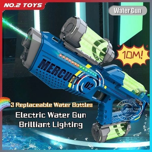 Été entièrement automatique pistolet à eau électrique avec un jeu de tir continu léger et rechargeable Game de fête pour enfants Splashing Toy Boy Gift 240424