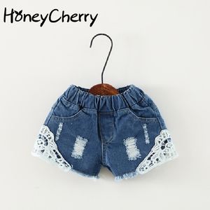 Zomer meisje korte kinderen denim shorts kant voor meisjes kinderen kleding 210515