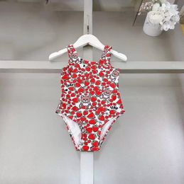 Summer Girls Brand One-Piecs Bikini Swimsuit Cartoon Bear Kids Toddlers Bathing Costumes Baby Girl Beach Swimswear Children Swimming Wear 2-7 ans