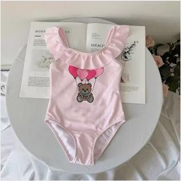 Summer Girls Cartoon Bear Bikini de una pieza MOS Brand Traje de baño Niños Niños pequeños Trajes de baño Baby Girl Beach Traje de baño Niños Ropa de baño