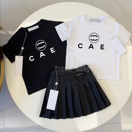 Summer Girls Clothing Sets Camiseta de algodón+faldas plisadas 2 piezas
