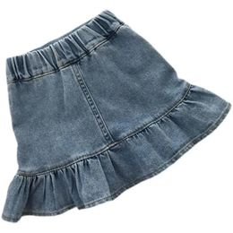 Filles d'été Denim mini-jupe plissée pour adolescents jupe courte élégante mignonne douce fille jupe en jean froncé enfants vêtements pour tout-petits 2-10T 240325