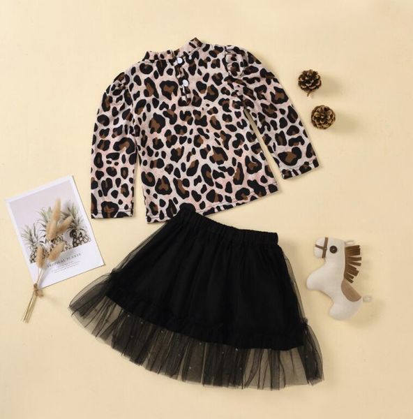 Summer Girls Designer Clothing sets Kids Kids Short Leopard Print T-shirts Perle Tutu Jirt Set Casual Sweet Sceits