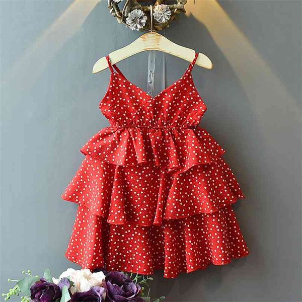 Robe d'été pour filles, bretelles, petit amour, style occidental, fête, princesse, enfants, vêtements pour bébés filles, 210625