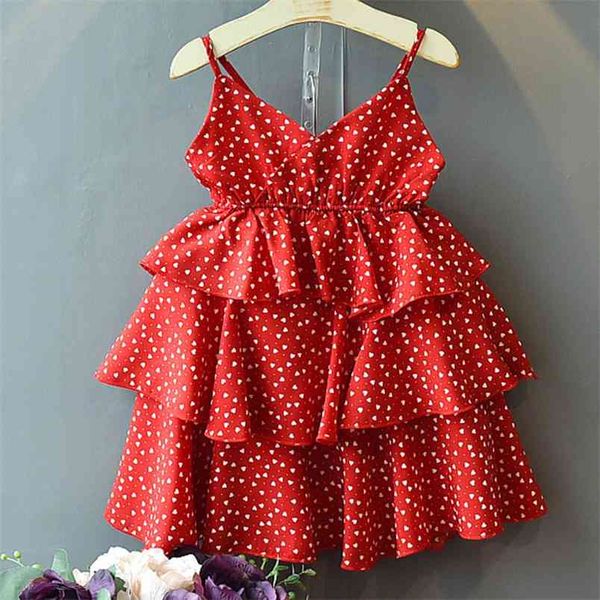 Été filles robes vêtements pour enfants gaz étranger fronde bustier tubulaire amour en mousseline de soie robe de gâteau sucré 210528