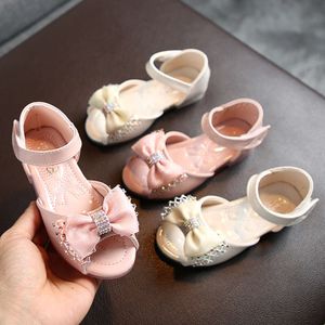 Filles d'été Chaussures en cuir brevet plat pour enfants 2-8 ans