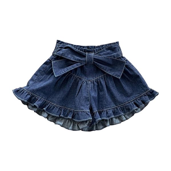 Short en jean pour filles d'été avec nœud en dentelle, pantalon décontracté mince pour bébé fille 210702