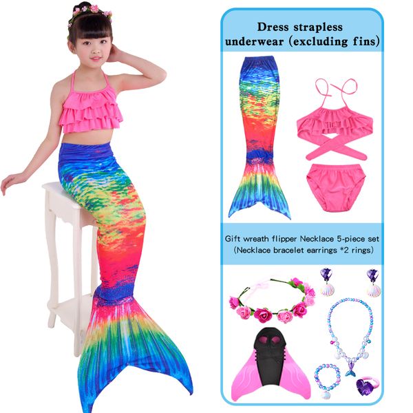 Summer Girls Mermaid Tails para trajes de baño con monofin apto para natación de cosplay bikini para regalos para niños