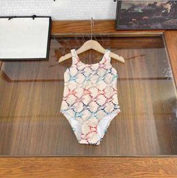 Summer Girls One-Piecs Bikini Swimsuit Lettres Imprimé enfants Toddlers Bathing Costumes Baby Girl Beach Swimswear Children Swimming Wear 1 à 12 ans