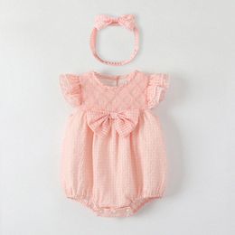 Zomer Meisjes roze rompertjes Baby Pasgeboren kleding met baby pasgeboren Romper Kostuum Overalls Kleding Jumpsuit Kinderen bodysuit voor baby's Outfit N17u #
