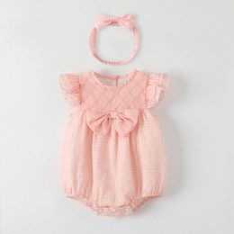 zomermeisjes roze rompers baby pasgeboren kleding met baby pasgeboren romper kostuum overalls kleding jumpsuit kinderen bodysuit voor baby's outfit r9my#